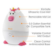Load image into Gallery viewer, Crane Adorable Mini Cool Mist Humidifier and Aroma Diffuser | Unicorn