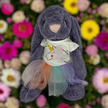 Load image into Gallery viewer, 45cm Bunny | Riley with Unicorn top and rainbow tutu dress