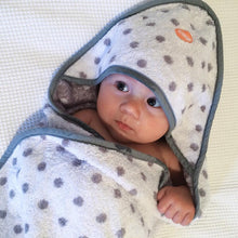 Load image into Gallery viewer, Hooded Baby Towel | Grey Dot