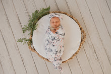 Load image into Gallery viewer, Baby Stretchy Swaddle & Bow | Watercolour Blossom