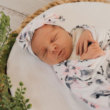 Load image into Gallery viewer, Baby Stretchy Swaddle & Bow | Watercolour Blossom