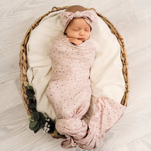 Baby Stretchy Swaddle & Bow | Pink Rosie