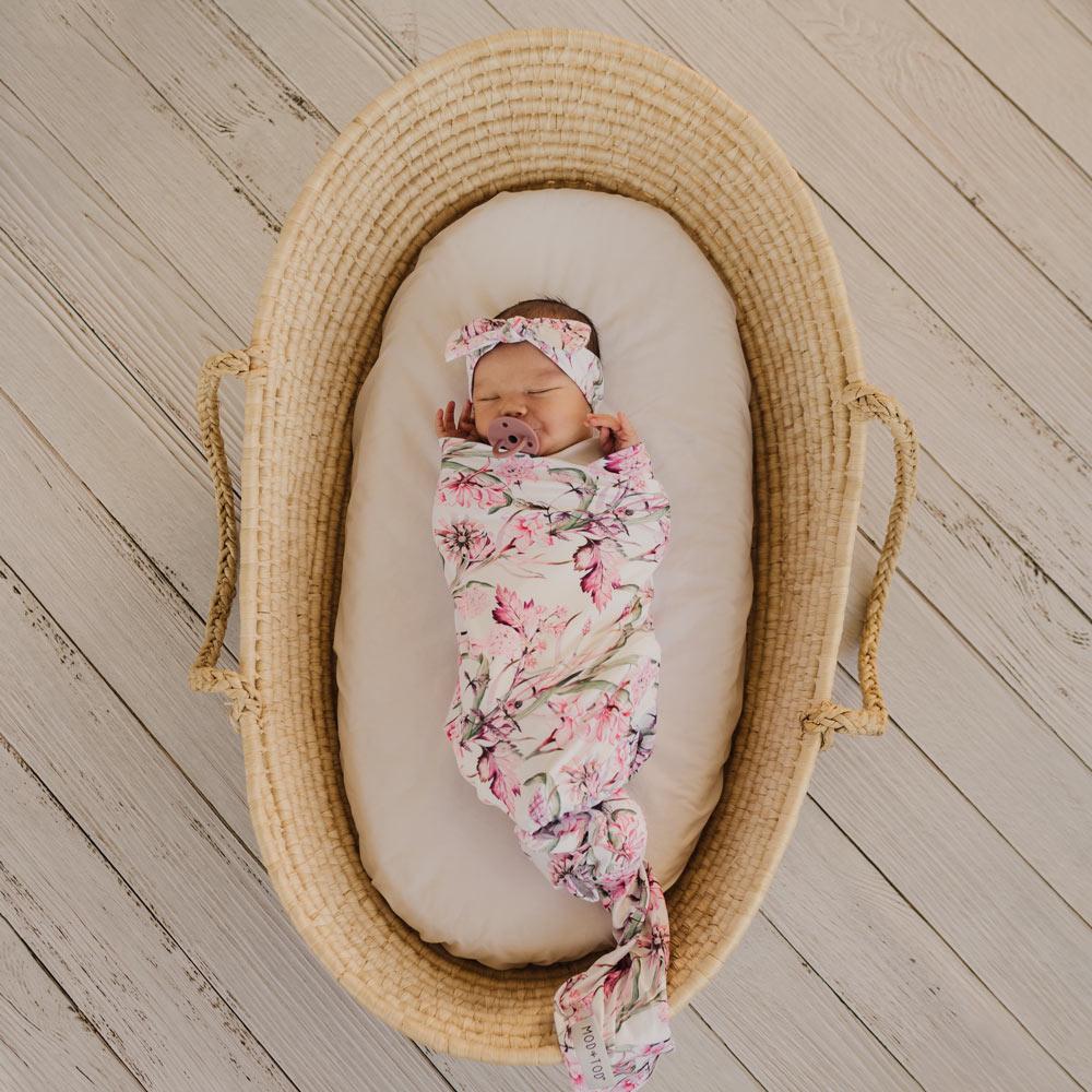Baby Stretchy Swaddle & Bow | Everly