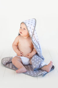 Hooded Baby Towel | Grey Dot