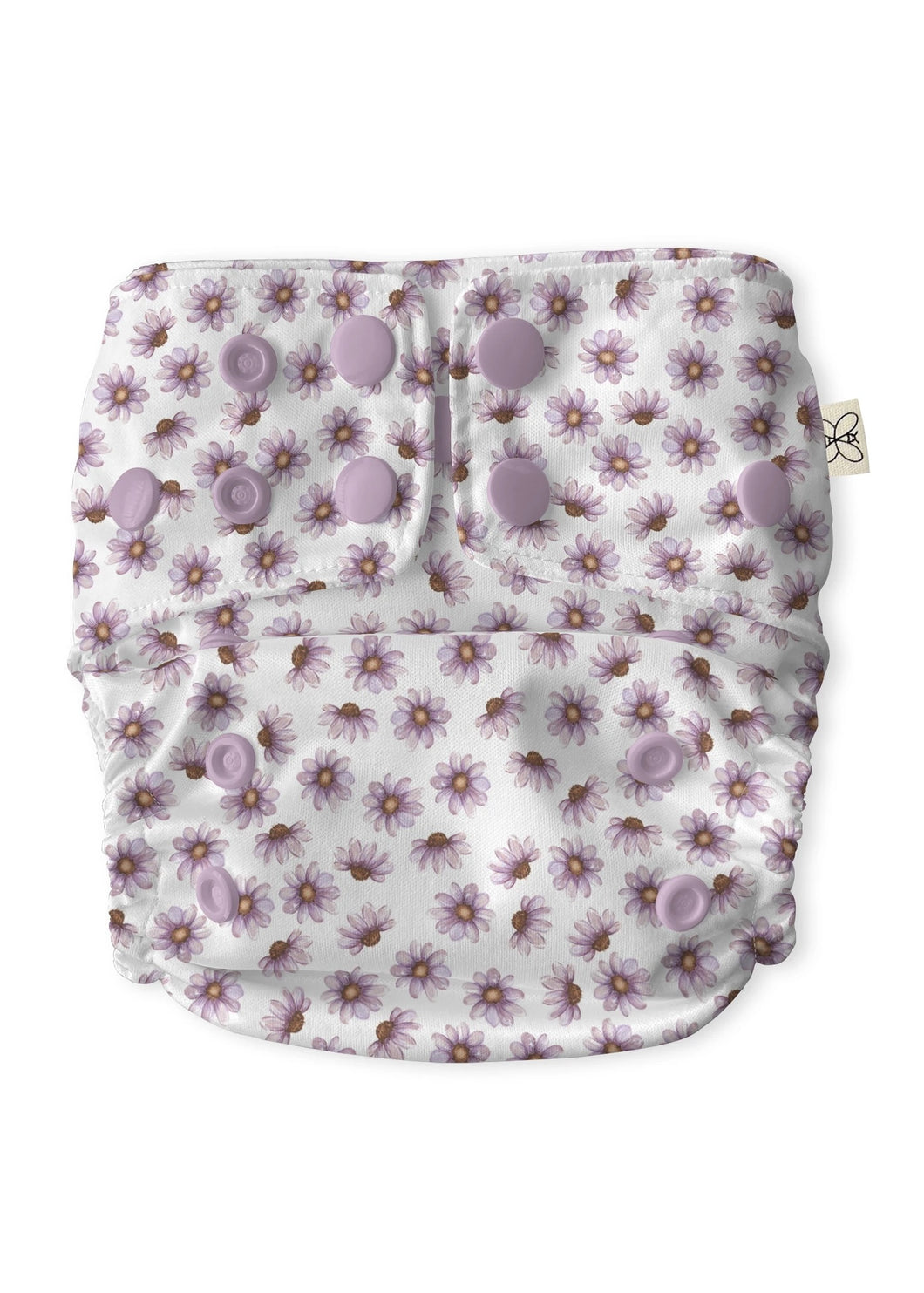 Modern Cloth Nappy - Lilac Meadow (Lilac snaps)