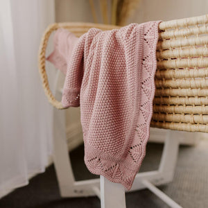 Heirloom Knit Blanket | Rose Pink